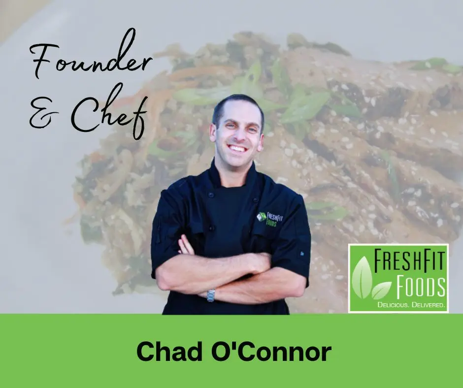 Chef Chad smiling, prepared meals delivered
