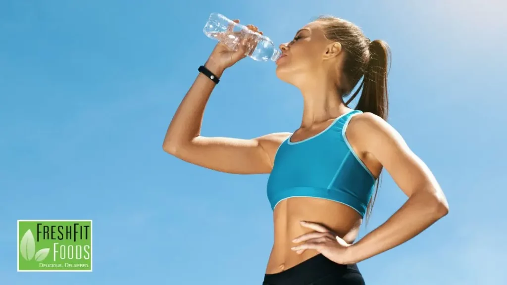 Woman drinking water, proper nutrition