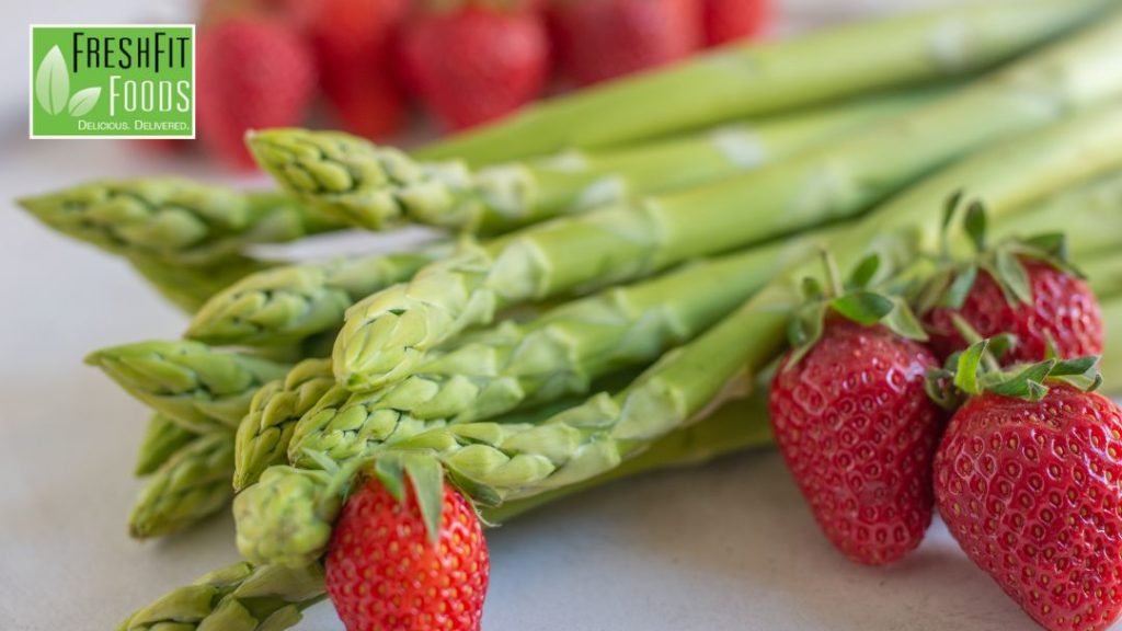 Spring foods such asparagus and strawberries